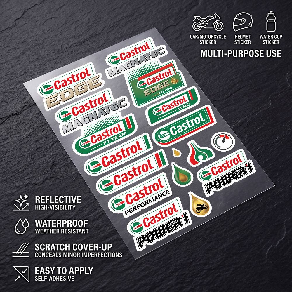 Bicycle Helmet - Autocollants réfléchissants imperméables multi-usages Castrol Universal,